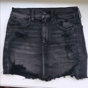 AE Distressed High Rise Denim Skirt